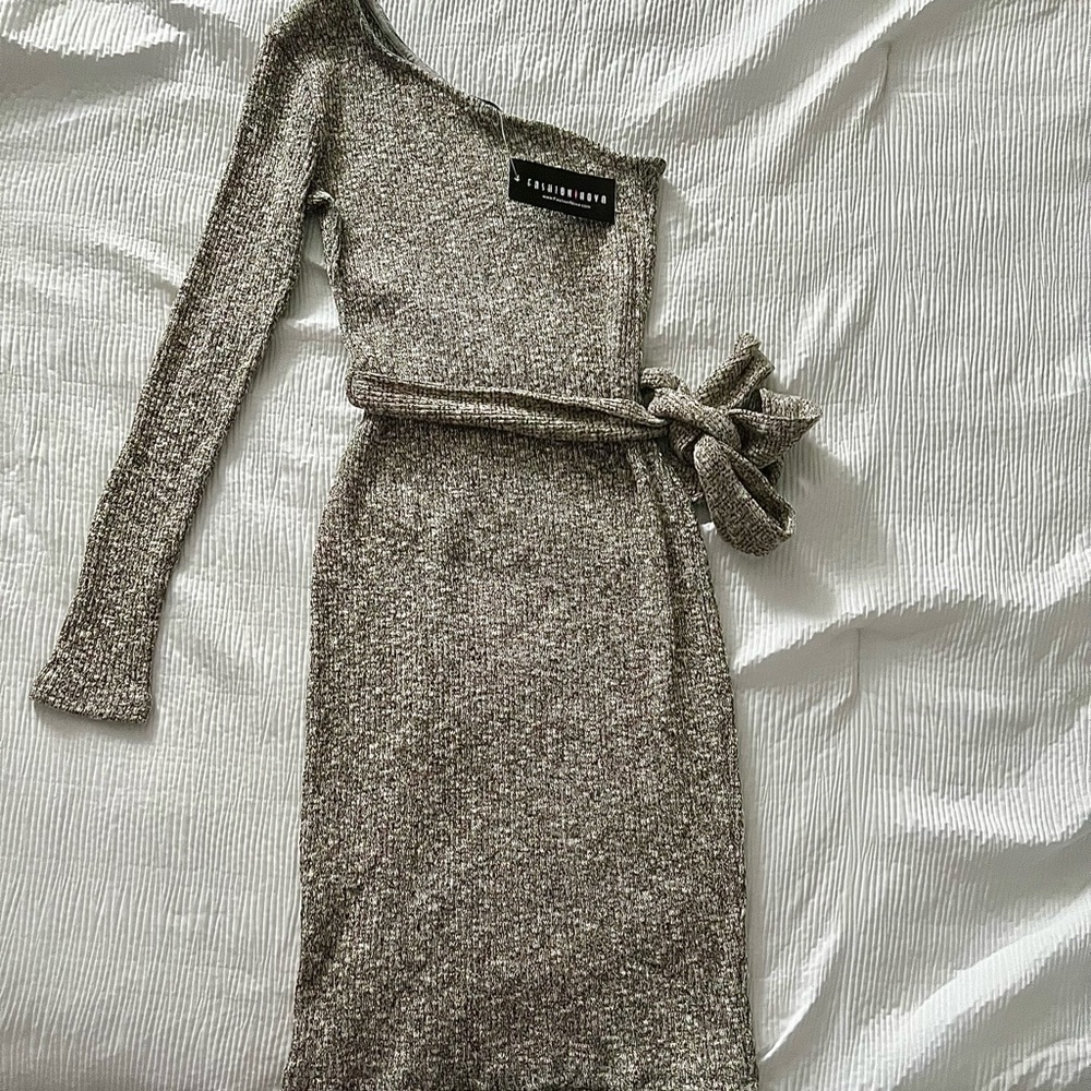 Fashion Nova One Shoulder HeatherGray Mini Dress